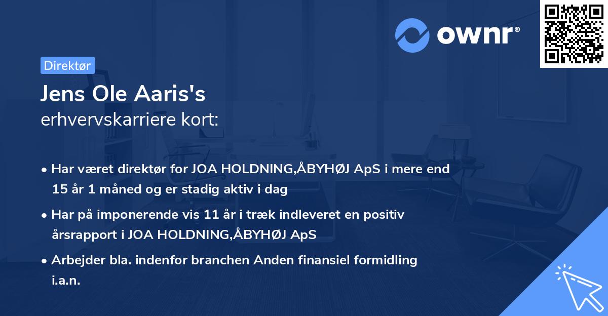 Jens Ole Aaris's erhvervskarriere kort
