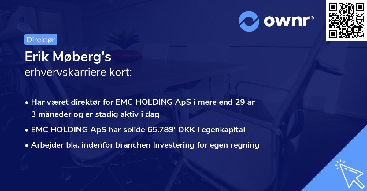 Erik Møberg's erhvervskarriere kort