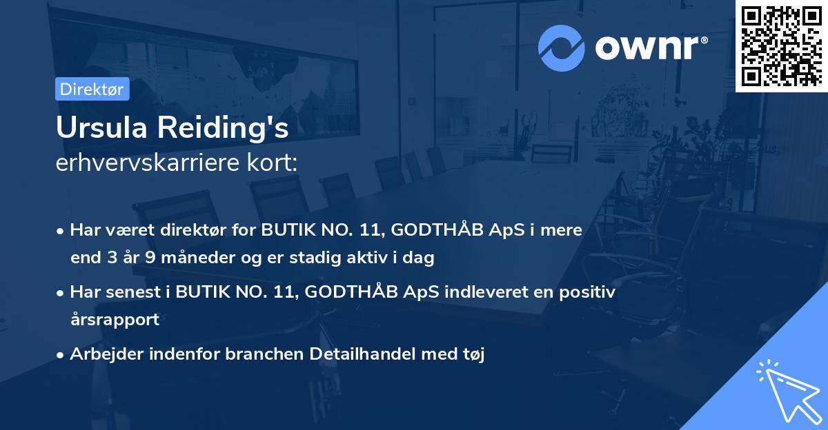 Ursula Reiding's erhvervskarriere kort