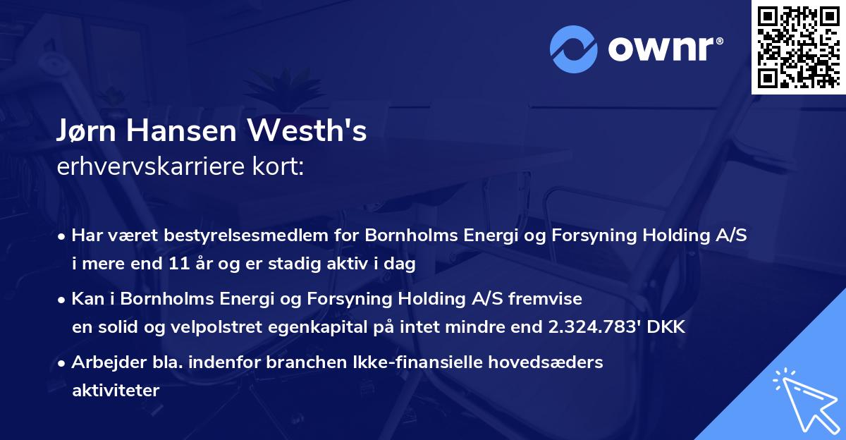 Jørn Hansen Westh's erhvervskarriere kort