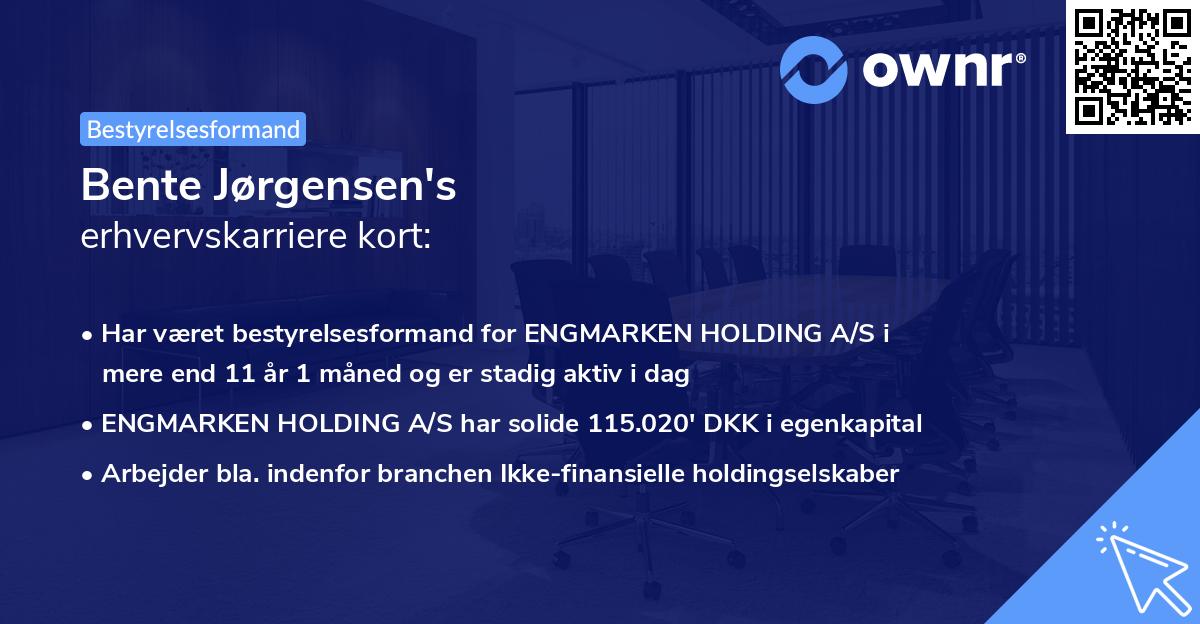 Bente Jørgensen's erhvervskarriere kort