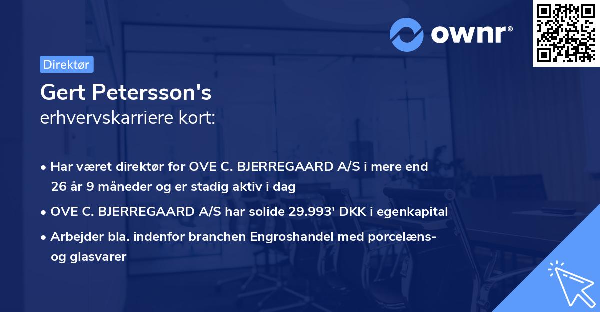 Gert Petersson's erhvervskarriere kort