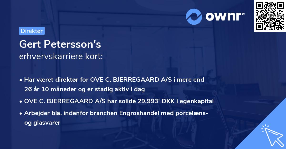 Gert Petersson's erhvervskarriere kort