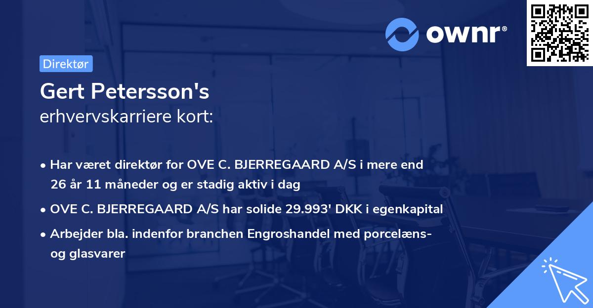 Gert Petersson's erhvervskarriere kort