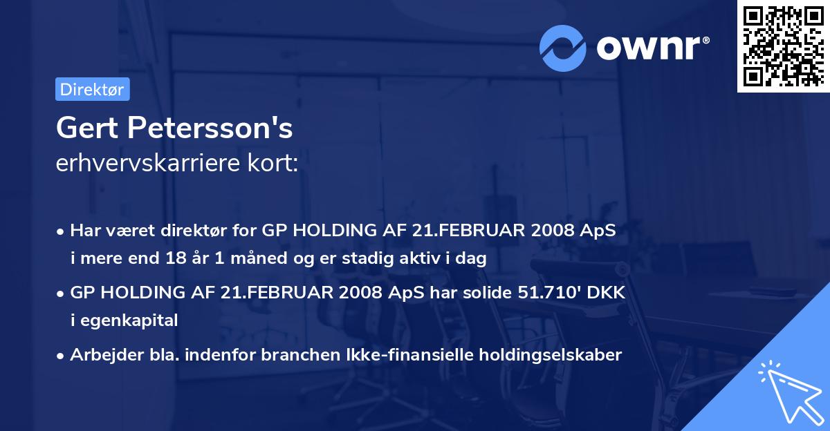 Gert Petersson's erhvervskarriere kort