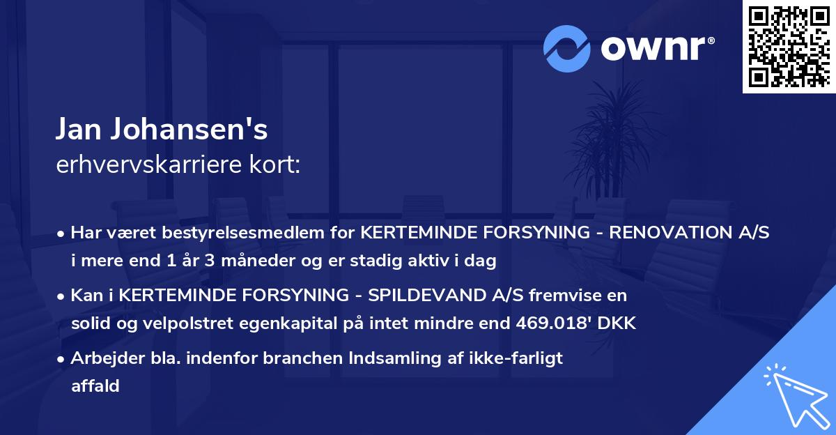 Jan Johansen's erhvervskarriere kort