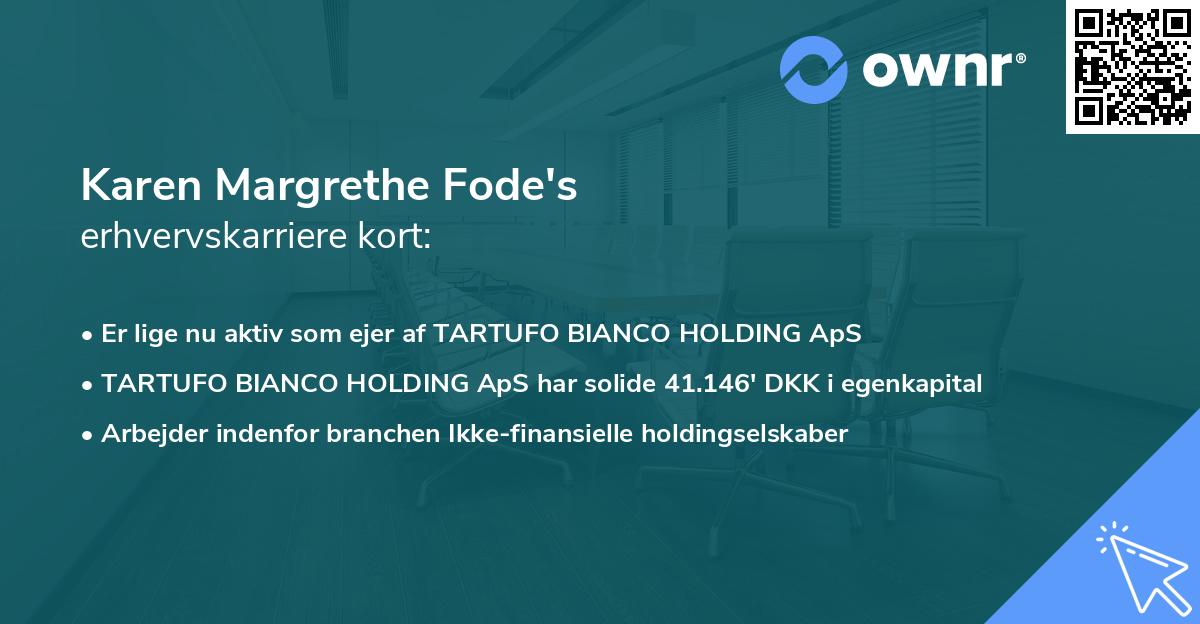 Karen Margrethe Fode's erhvervskarriere kort