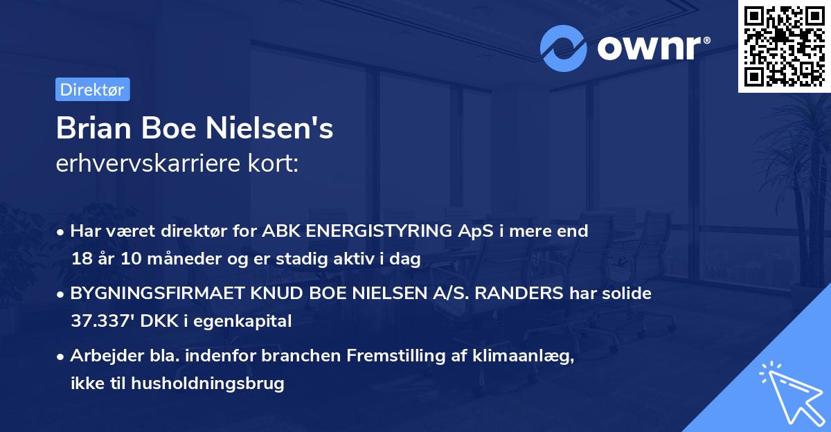 Brian Boe Nielsen's erhvervskarriere kort
