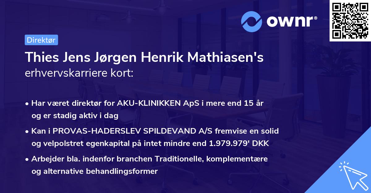 Thies Jens Jørgen Henrik Mathiasen's erhvervskarriere kort