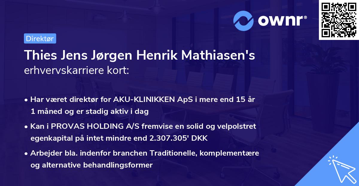 Thies Jens Jørgen Henrik Mathiasen's erhvervskarriere kort