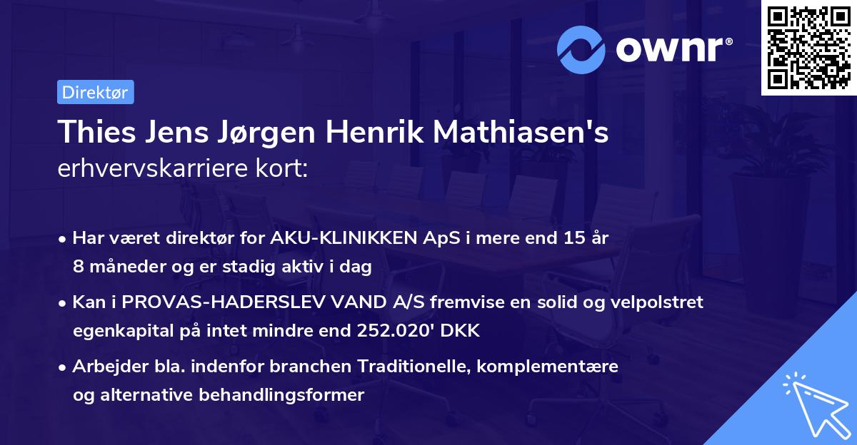 Thies Jens Jørgen Henrik Mathiasen's erhvervskarriere kort
