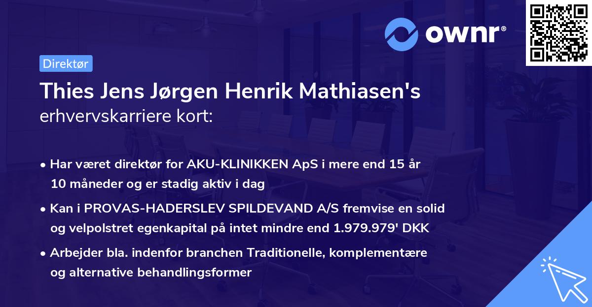 Thies Jens Jørgen Henrik Mathiasen's erhvervskarriere kort