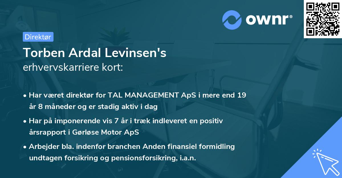 Torben Ardal Levinsen's erhvervskarriere kort