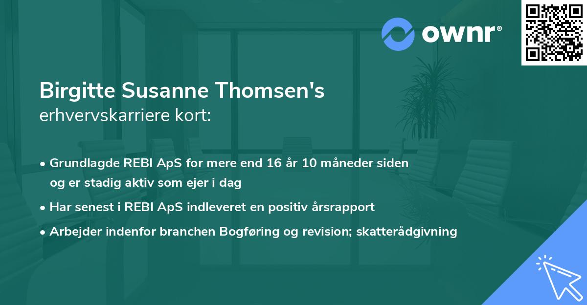 Birgitte Susanne Thomsen's erhvervskarriere kort