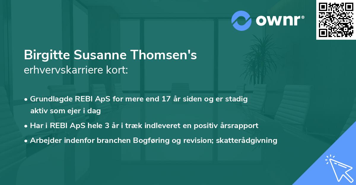 Birgitte Susanne Thomsen's erhvervskarriere kort