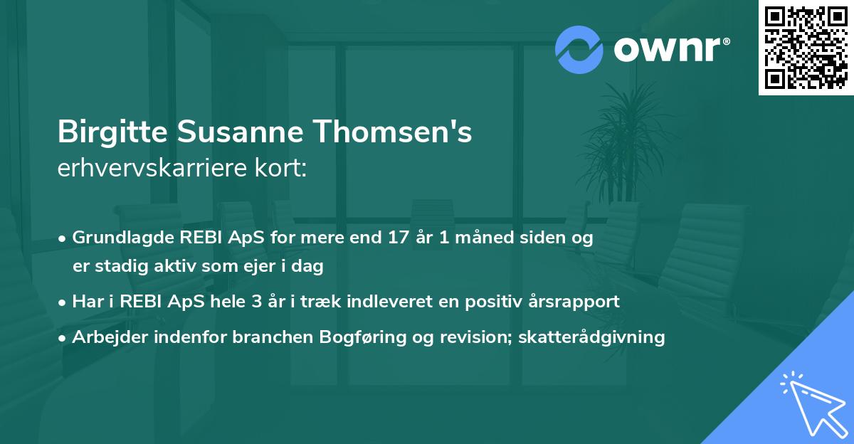Birgitte Susanne Thomsen's erhvervskarriere kort