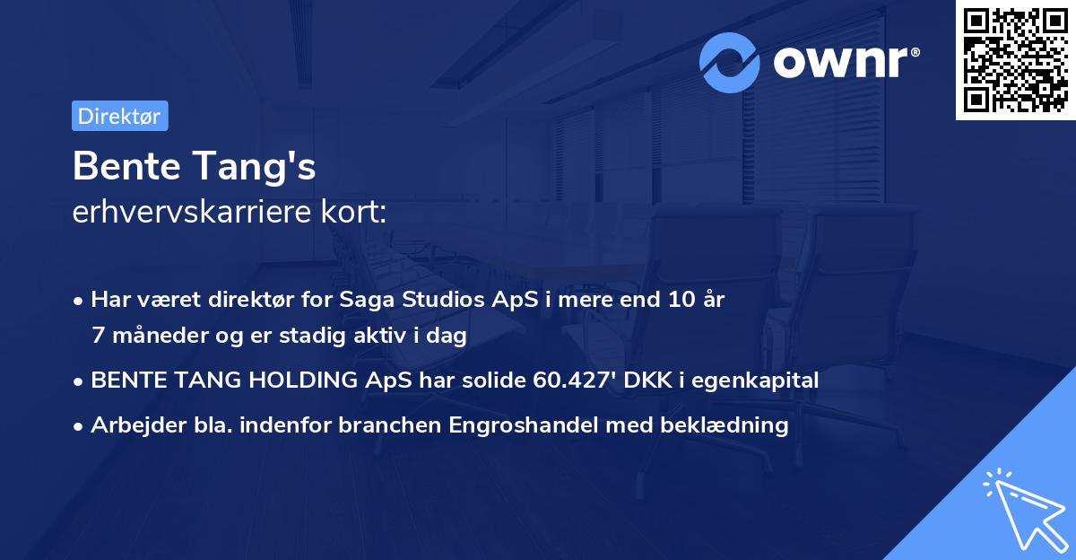 Bente Tang's erhvervskarriere kort