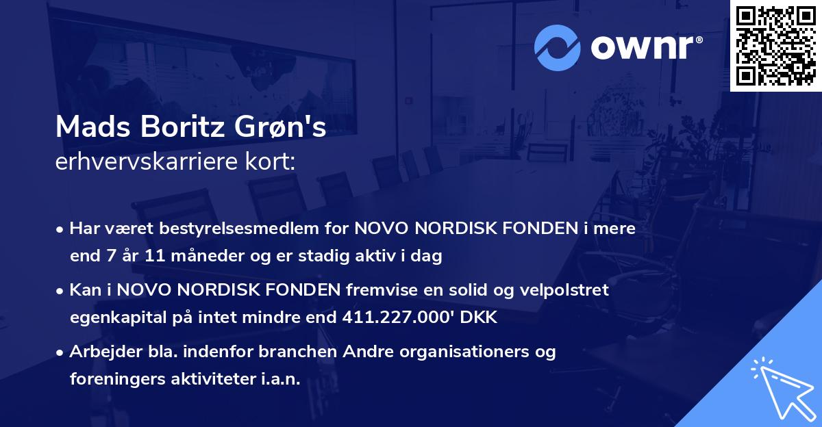 Mads Boritz Grøn's erhvervskarriere kort