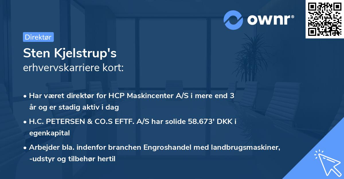 Sten Kjelstrup's erhvervskarriere kort