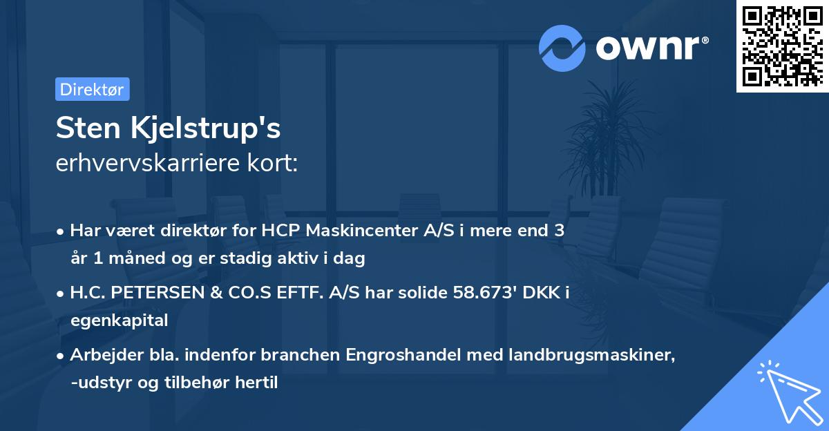 Sten Kjelstrup's erhvervskarriere kort