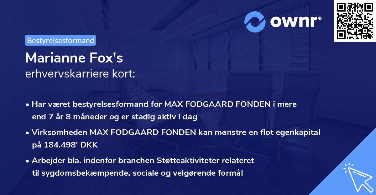 Marianne Fox's erhvervskarriere kort
