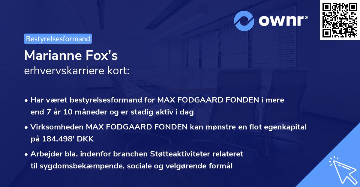 Marianne Fox's erhvervskarriere kort
