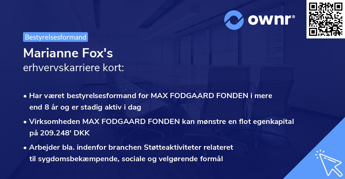 Marianne Fox's erhvervskarriere kort