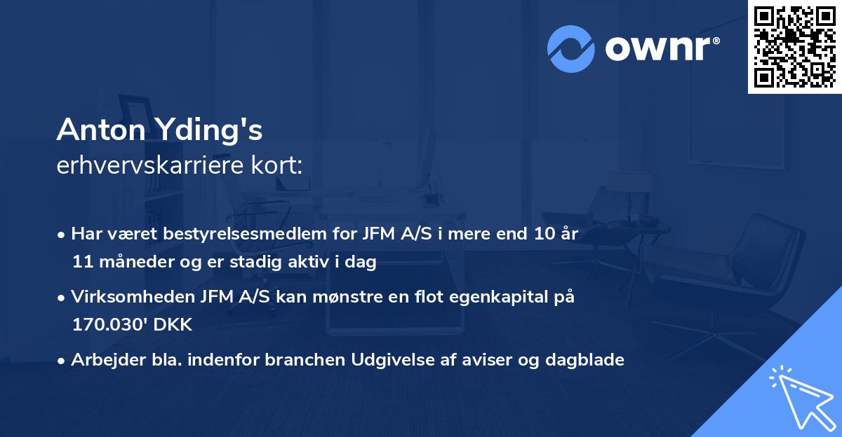 Anton Yding's erhvervskarriere kort