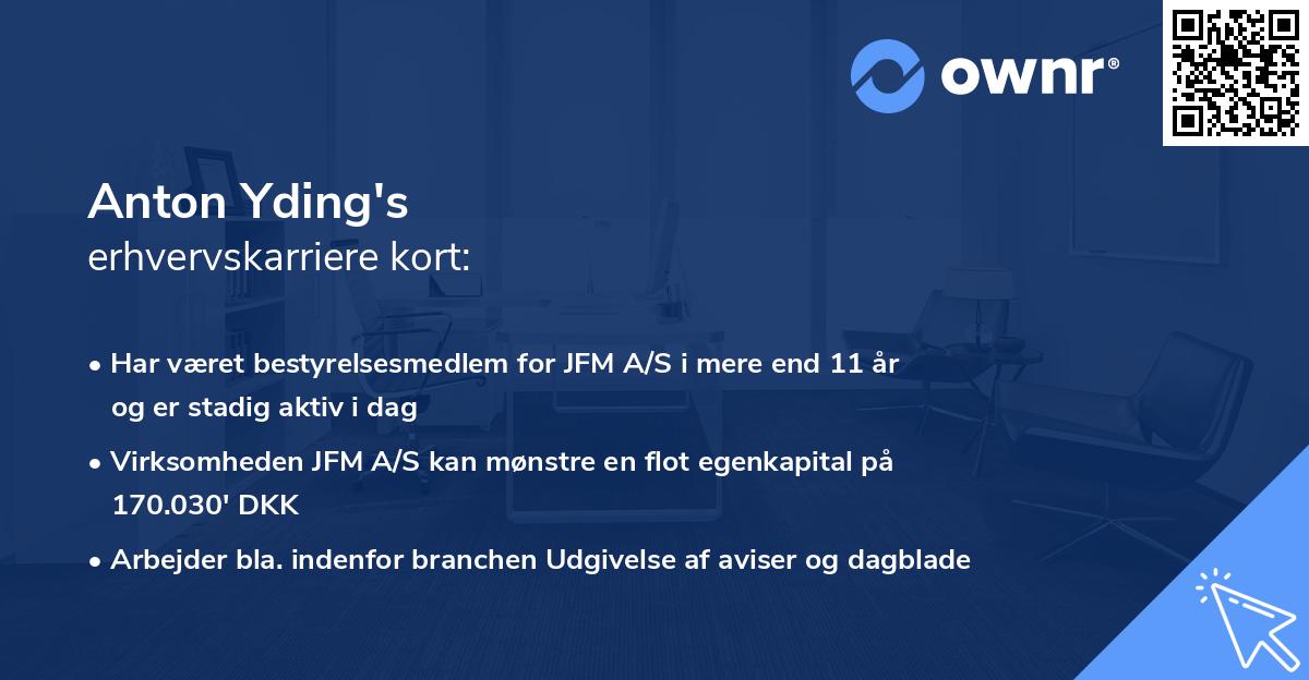 Anton Yding's erhvervskarriere kort