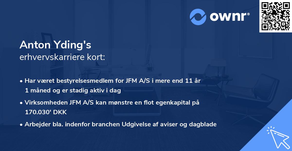 Anton Yding's erhvervskarriere kort