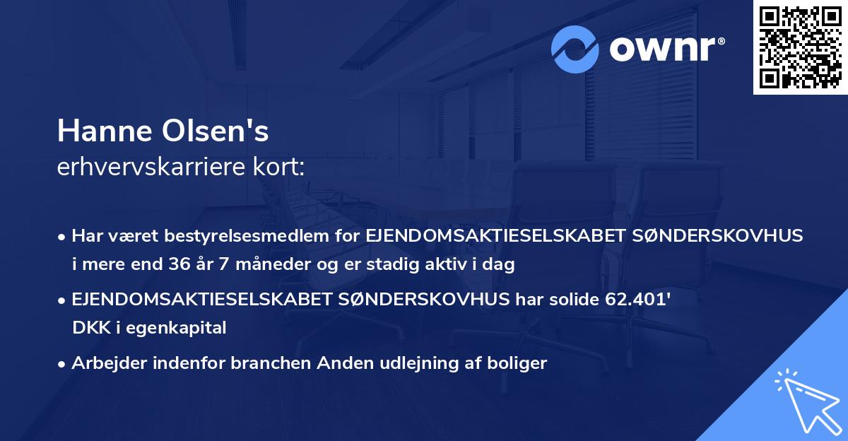 Hanne Olsen's erhvervskarriere kort