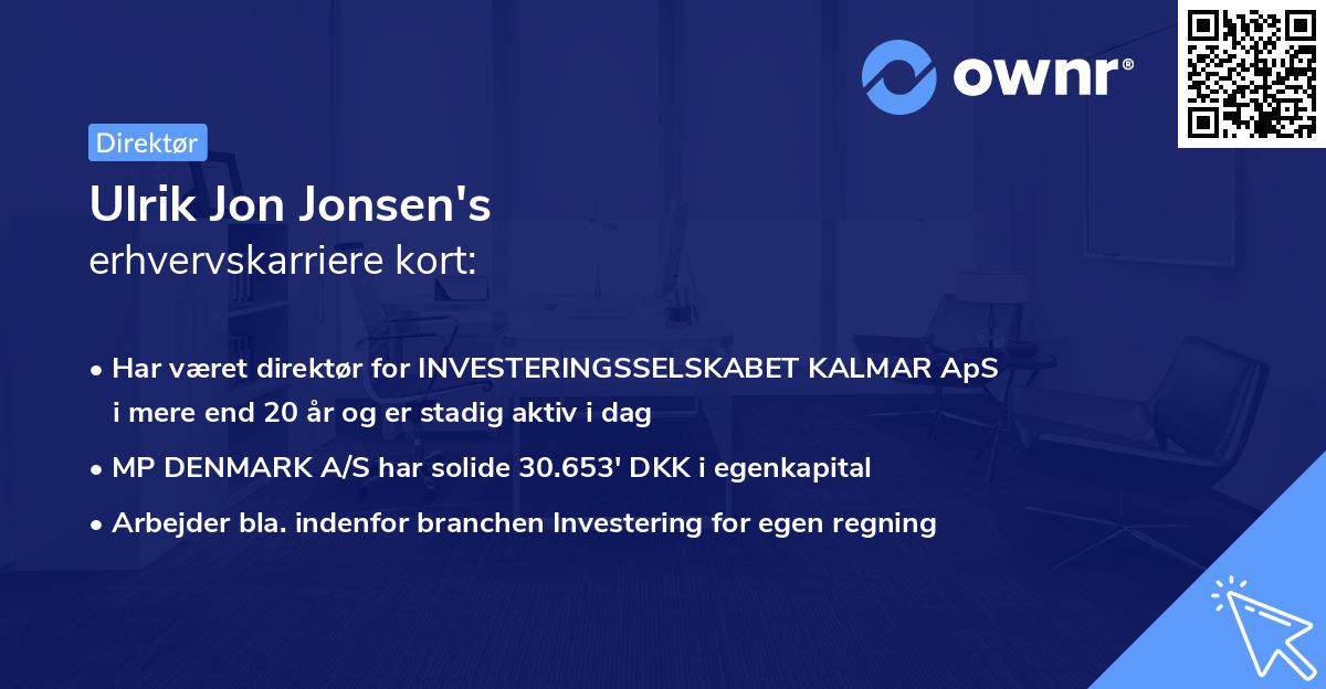 Ulrik Jon Jonsen's erhvervskarriere kort