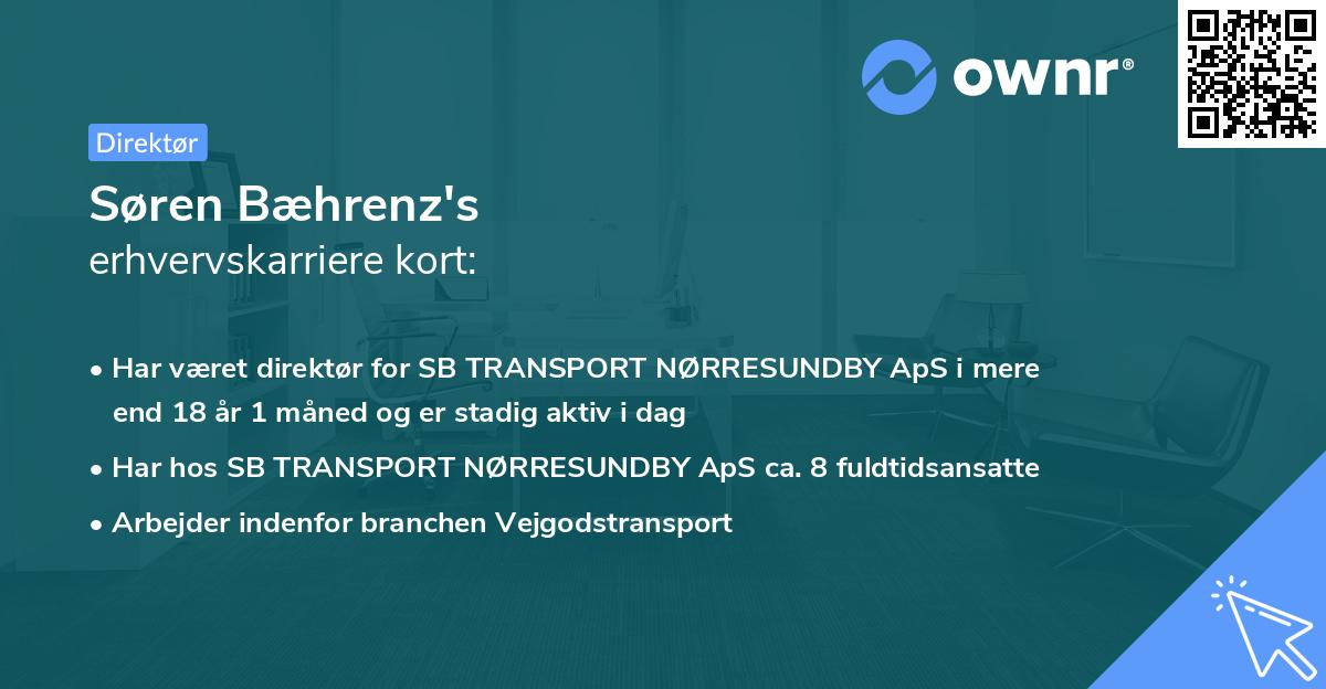 Søren Bæhrenz's erhvervskarriere kort
