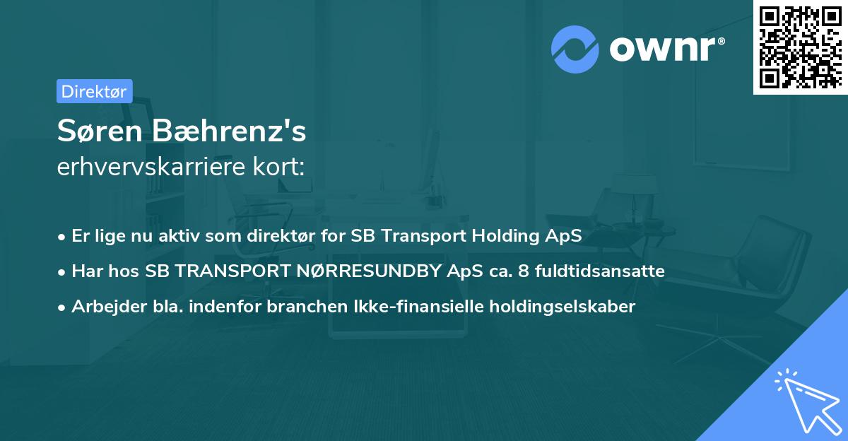 Søren Bæhrenz's erhvervskarriere kort