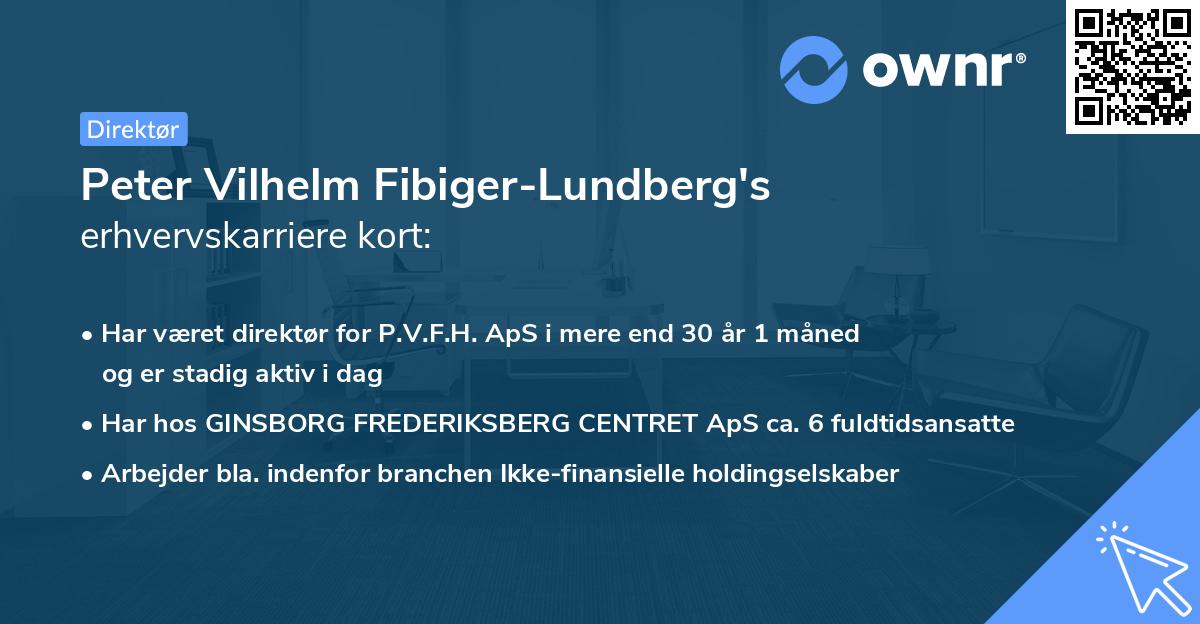 Peter Vilhelm Fibiger-Lundberg's erhvervskarriere kort
