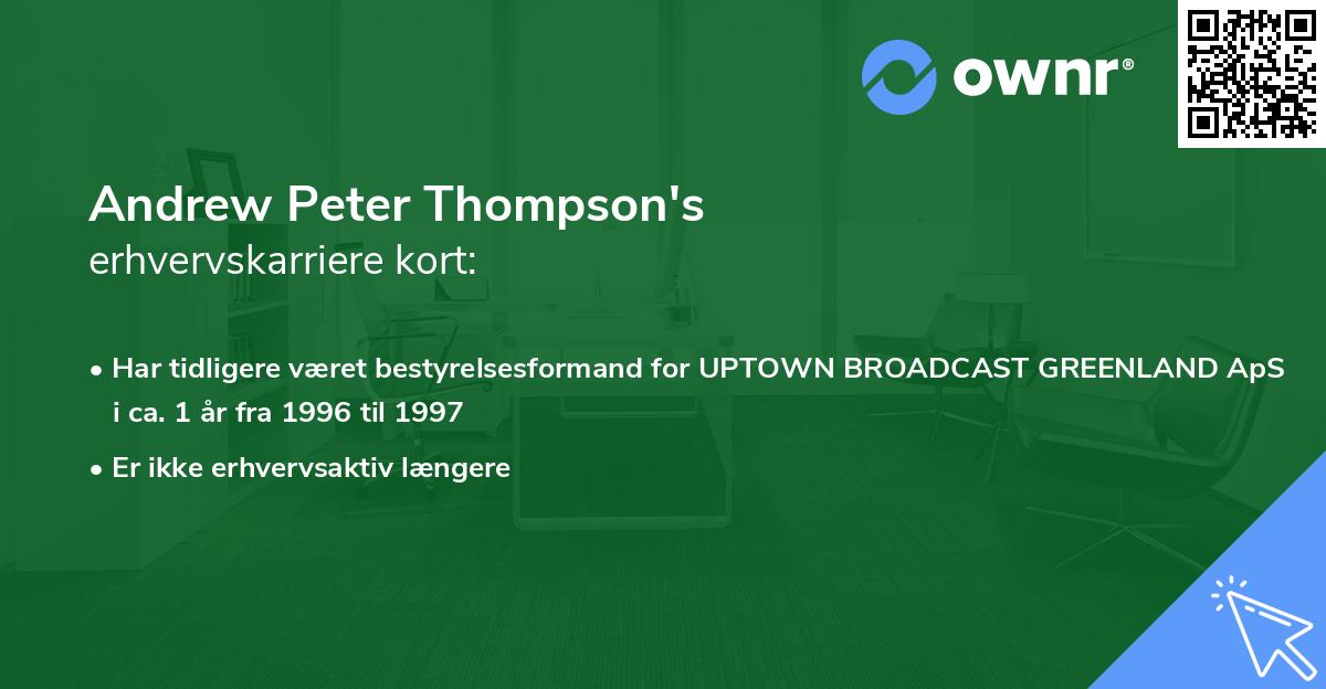 Andrew Peter Thompson's erhvervskarriere kort