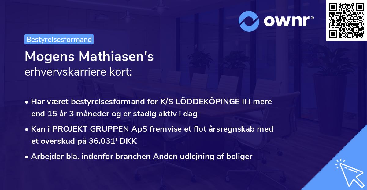 Mogens Mathiasen's erhvervskarriere kort