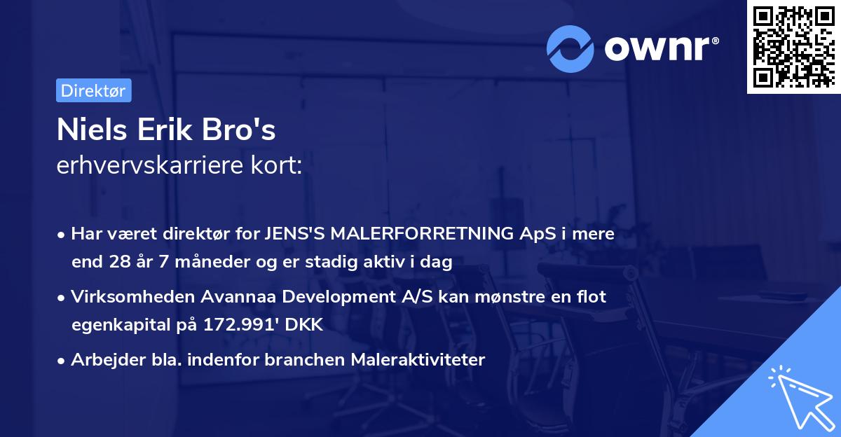 Niels Erik Bro's erhvervskarriere kort