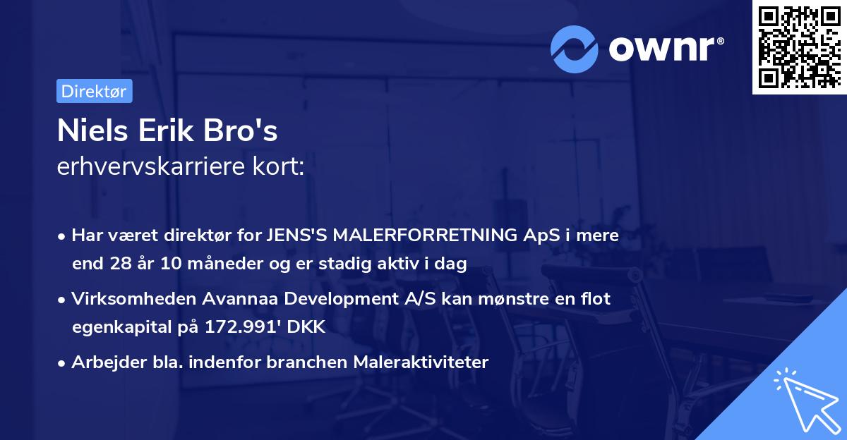 Niels Erik Bro's erhvervskarriere kort