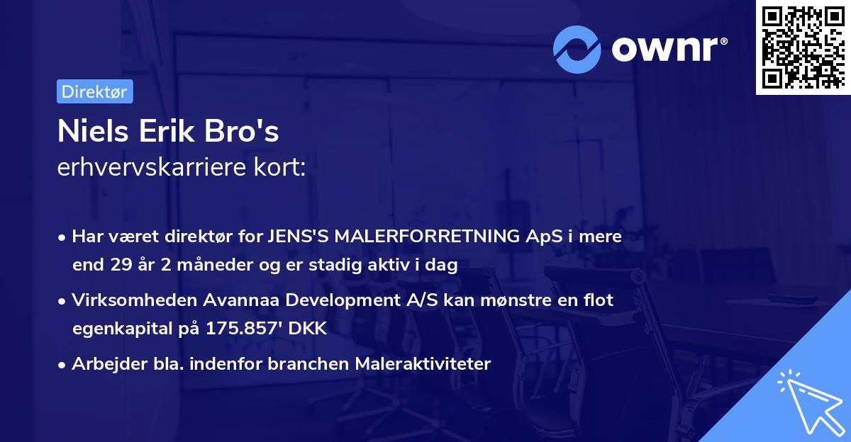 Niels Erik Bro's erhvervskarriere kort