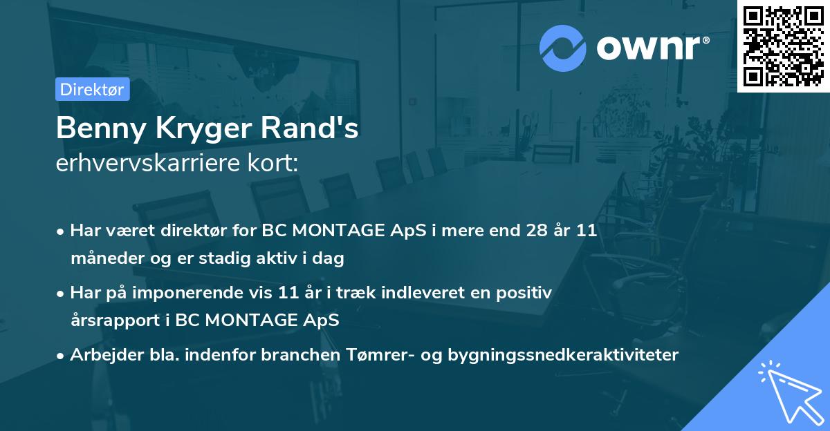 Benny Kryger Rand's erhvervskarriere kort