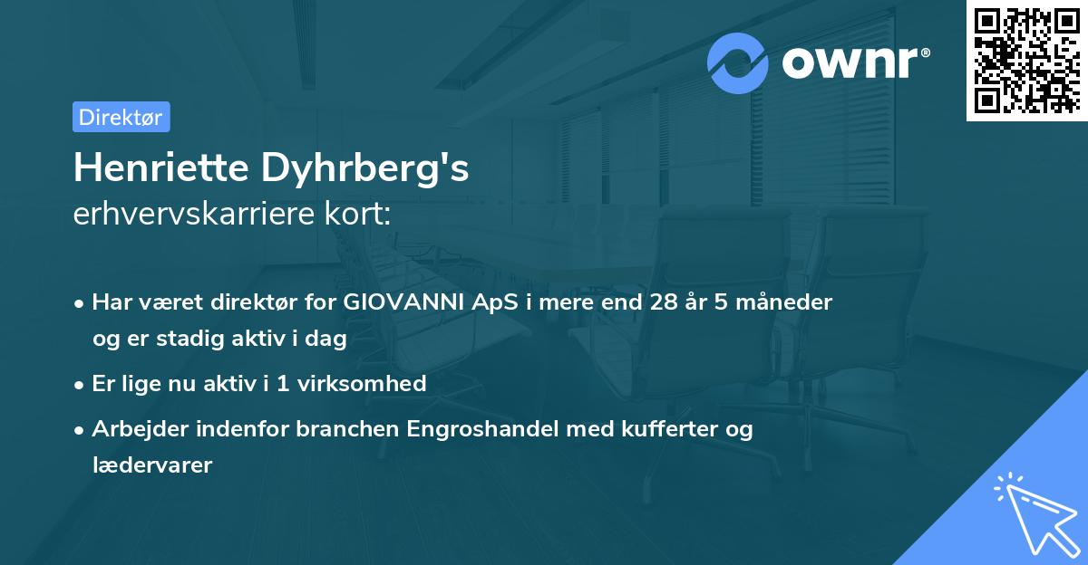 Henriette Dyhrberg's erhvervskarriere kort