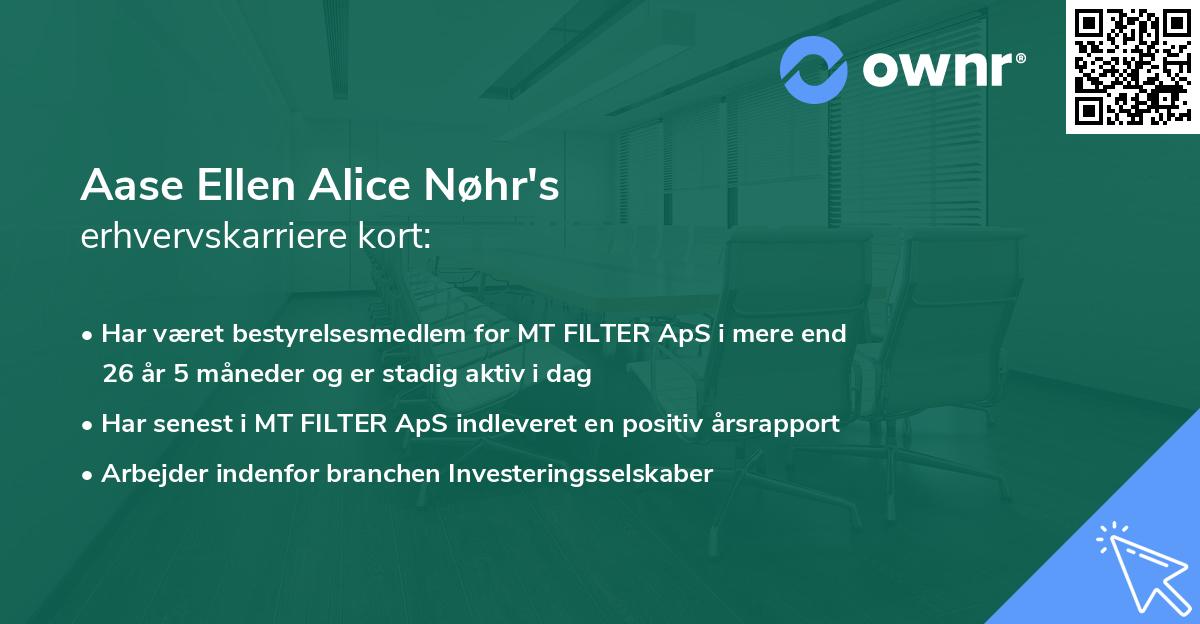 Aase Ellen Alice Nøhr's erhvervskarriere kort