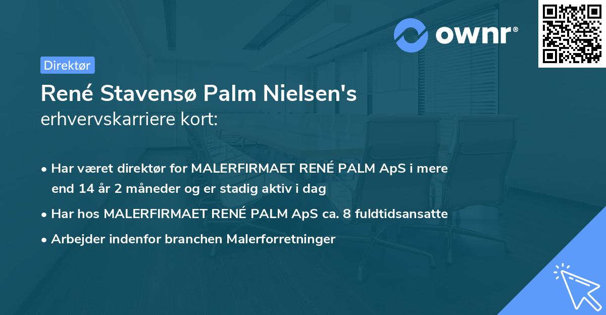 René Stavensø Palm Nielsen's erhvervskarriere kort