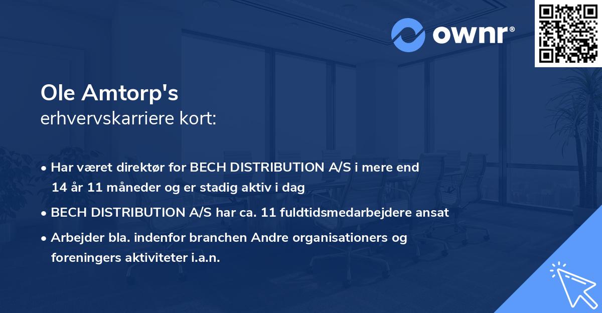 Ole Amtorp's erhvervskarriere kort
