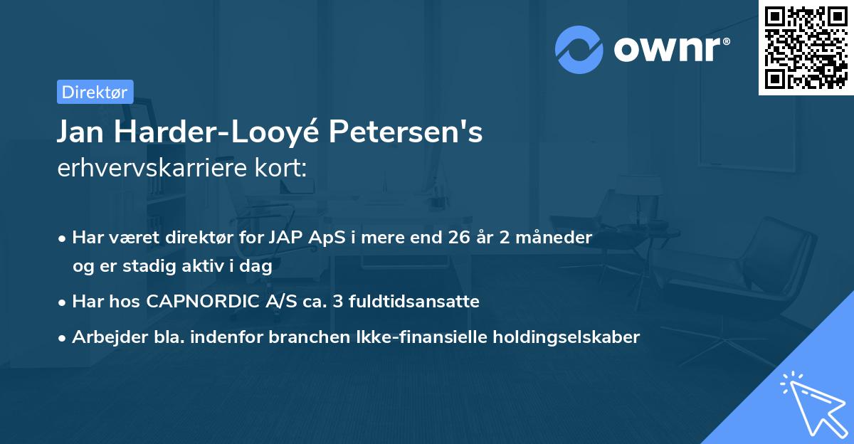 Jan Harder-Looyé Petersen's erhvervskarriere kort