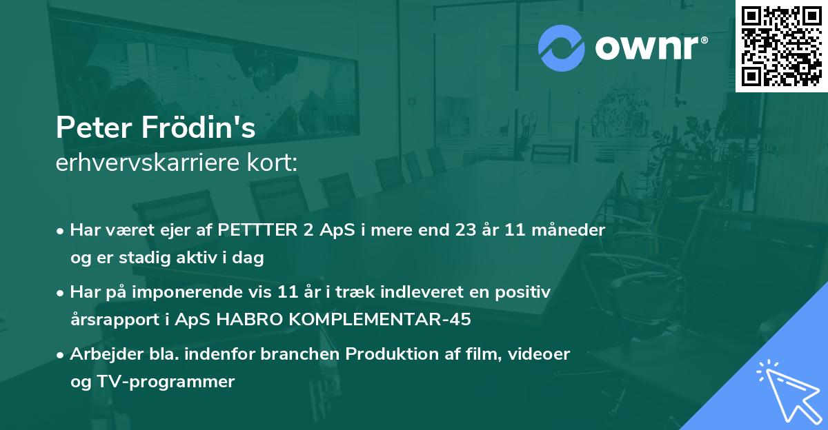 Peter Frödin's erhvervskarriere kort