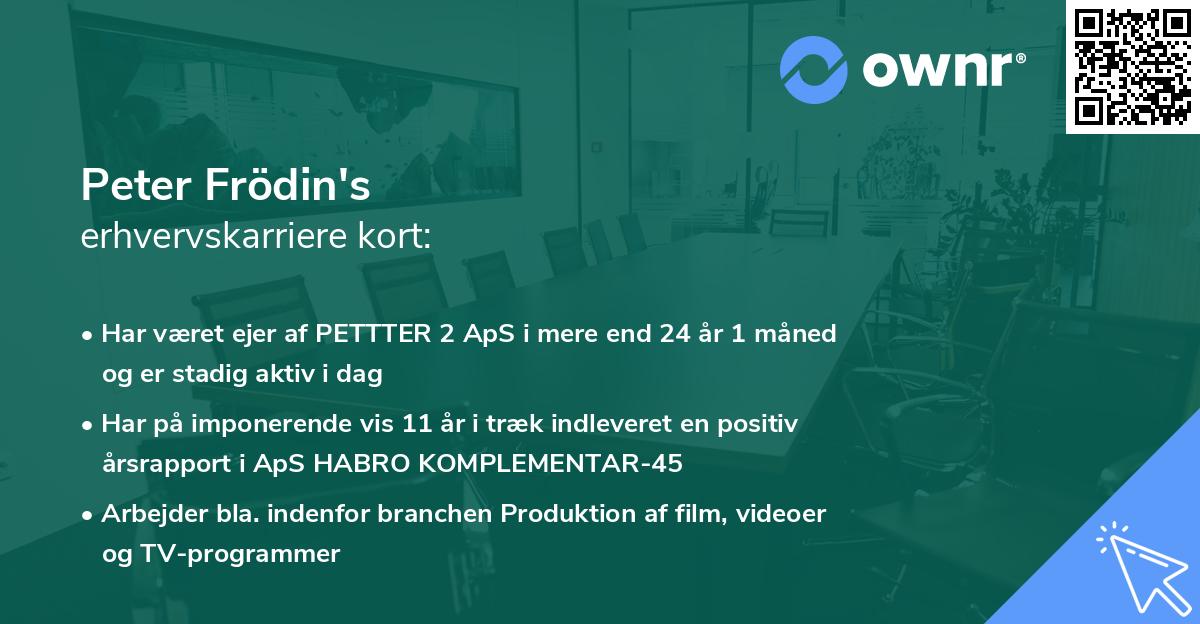 Peter Frödin's erhvervskarriere kort