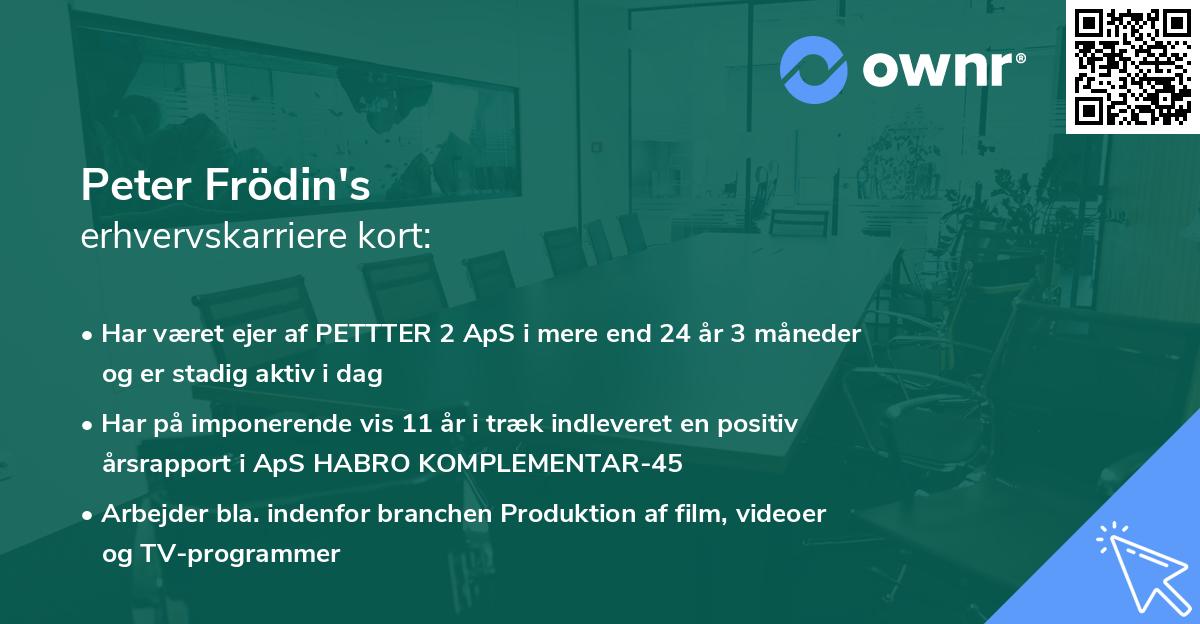 Peter Frödin's erhvervskarriere kort