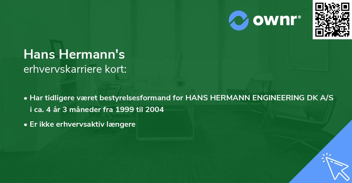 Hans Hermann's erhvervskarriere kort